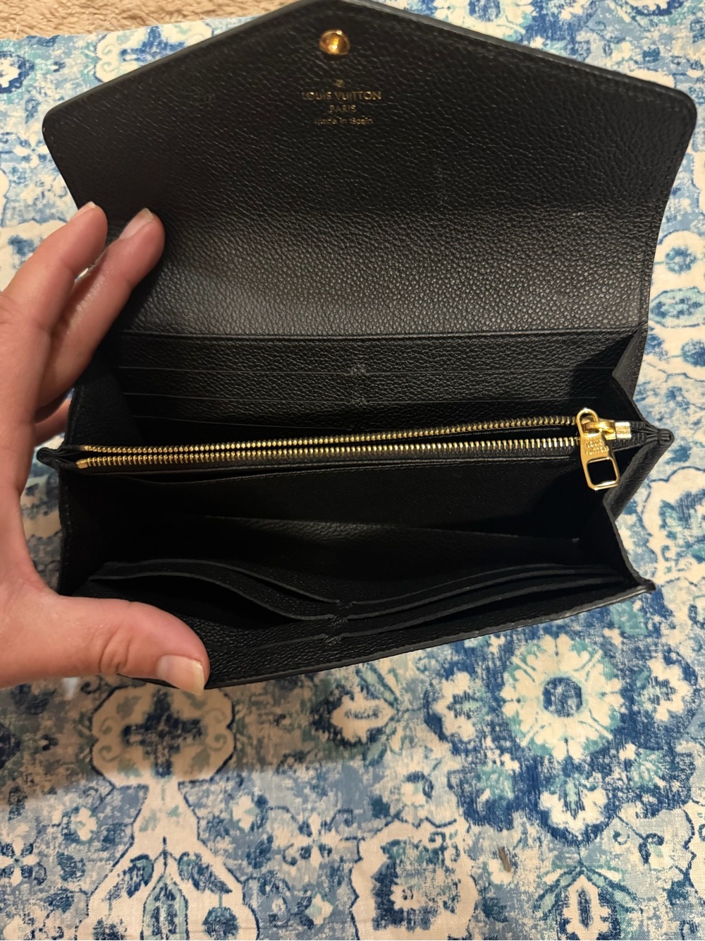 Louis Vuitton Black Monogram Empreinte Envelope Clutch Wallet with Gold Snap - Picture 6 of 14